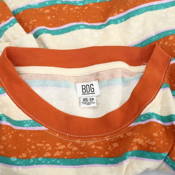 BDG Urban Outfitters Twin Flame Cropped Tee Top Striped Printed Cotton XS 258630 - Picture 8 of 8